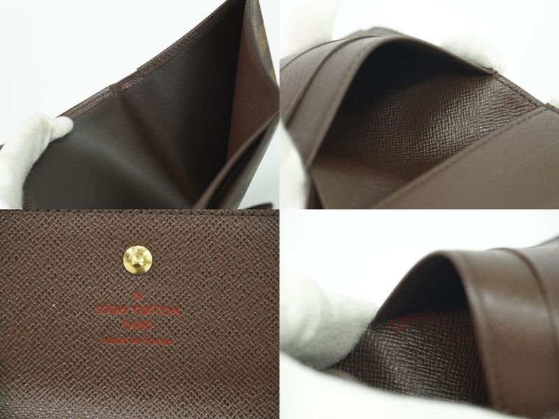 Authentic Louis Vuitton LV Portefeuille Elise Damier Ebène Fold Wallet Brown