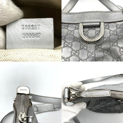 Gucci 203257 Shoulder Bag Abby Guccissima Leather Silver Women