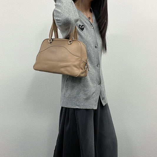 Prada Shoulder Bag Leather Brown Vintage