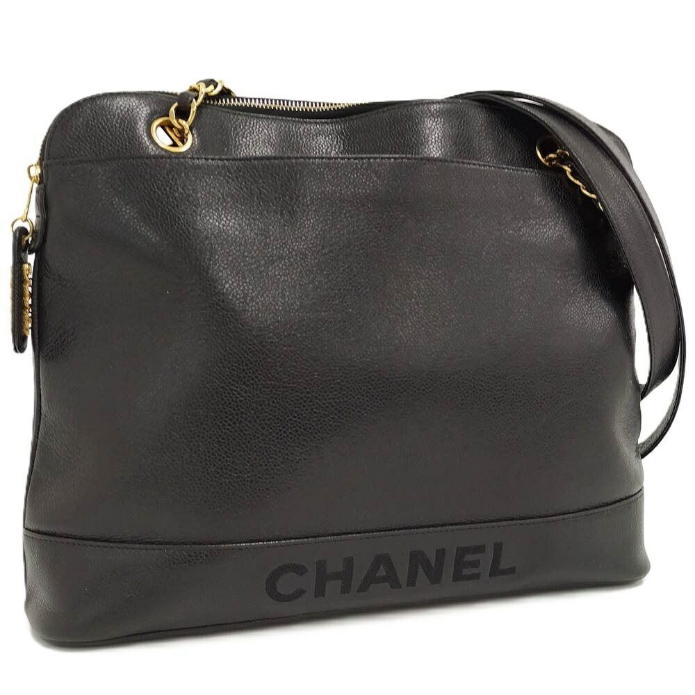Chanel Chain Shoulder Bag Caviar Leather Black