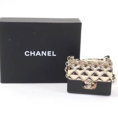 Chanel Quilted Bag Motif CC Logo Pircas Leather Chain Necklace Black — view 2