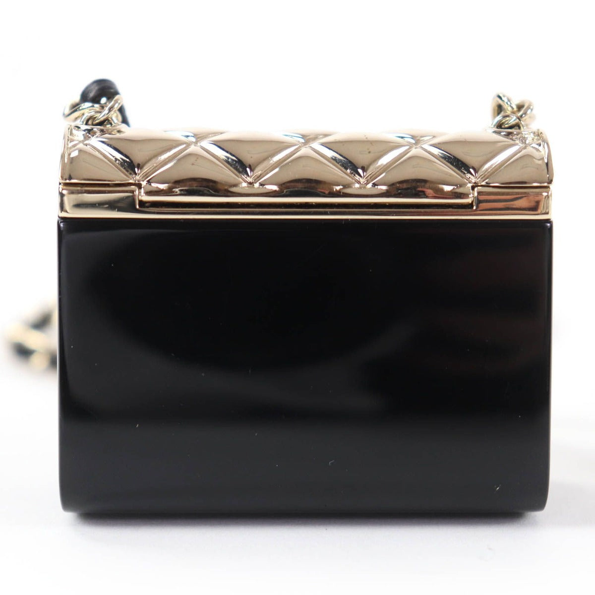 Chanel Quilted Bag Motif CC Logo Pircas Leather Chain Necklace Black — view 3