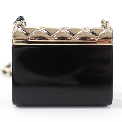 Chanel Quilted Bag Motif CC Logo Pircas Leather Chain Necklace Black — view 3