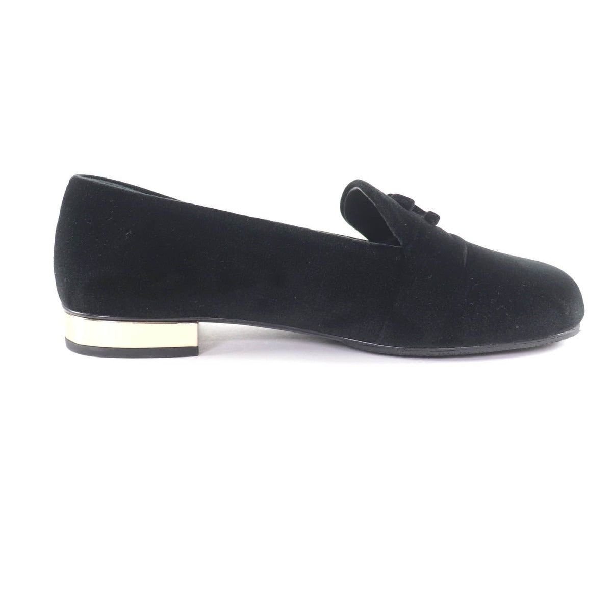 Chanel 23K Velour CC Logo Almond Toe Loafers Flat Shoes Black 36.5 — view 5