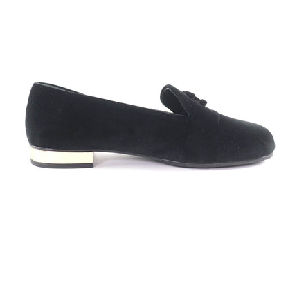 Chanel 23K Velour CC Logo Almond Toe Loafers Flat Shoes Black 36.5 — view 5
