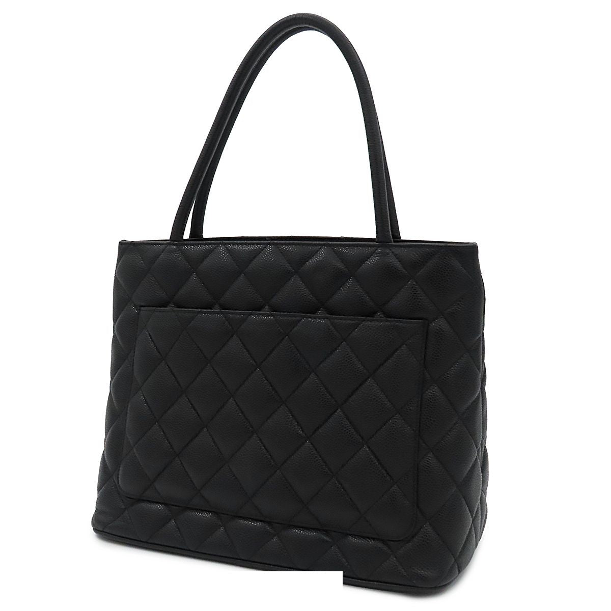 Chanel Reissue Tote Bag Quilted CC Logo Black Silver Caviar Leather — view 2