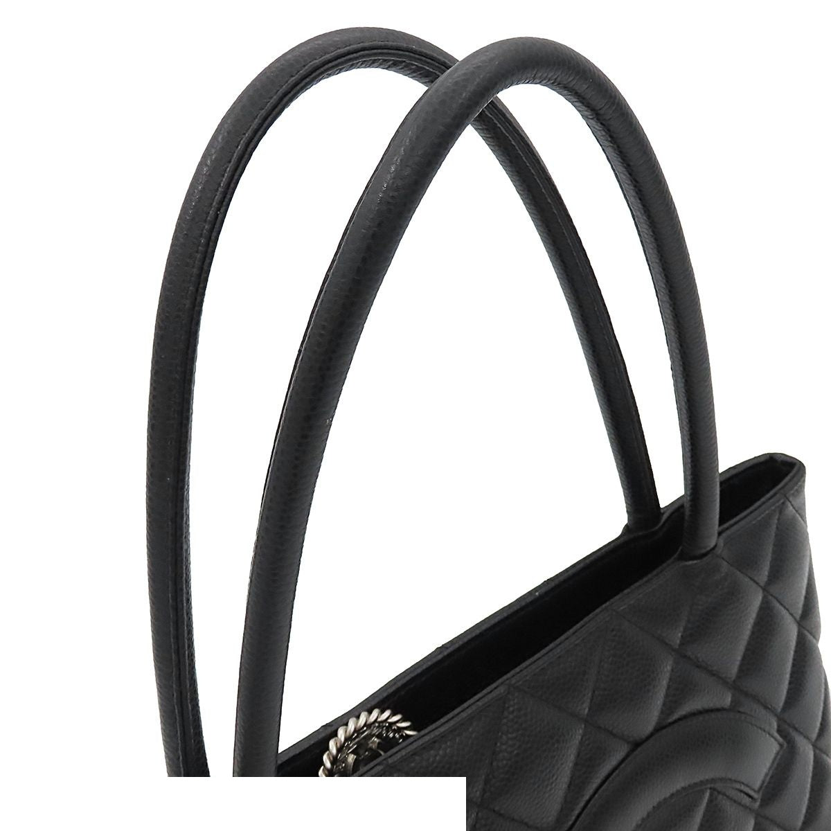 Chanel Reissue Tote Bag Quilted CC Logo Black Silver Caviar Leather — view 4