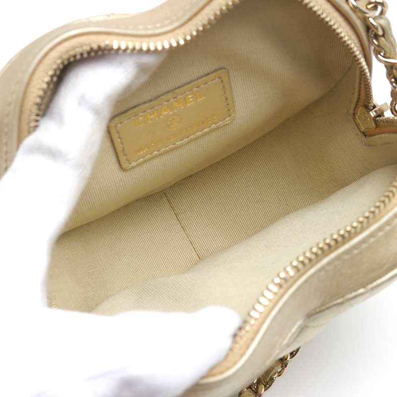 Chanel Matelasse Chain Shoulder Bag Heart Gold Lambskin