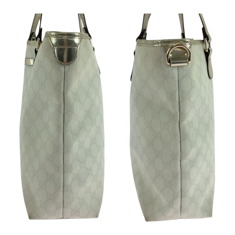 Gucci White Gold Hardware GG Supreme Canvas 189896 Tote Bag Shoulder Bag Women