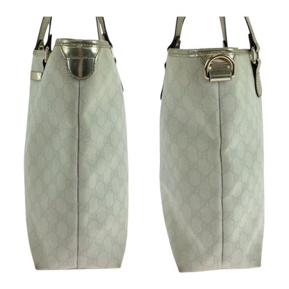 Gucci White Gold Hardware GG Supreme Canvas 189896 Tote Bag Shoulder Bag Women