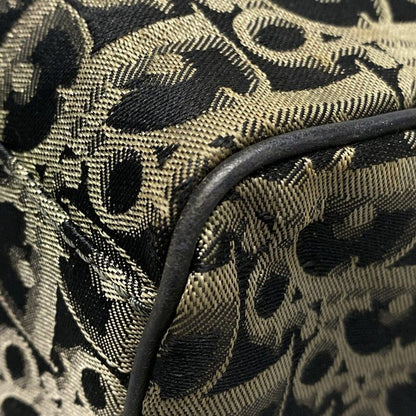 Dior/christian Dior Boston Bag Trotter Black And Gray Beige Leather