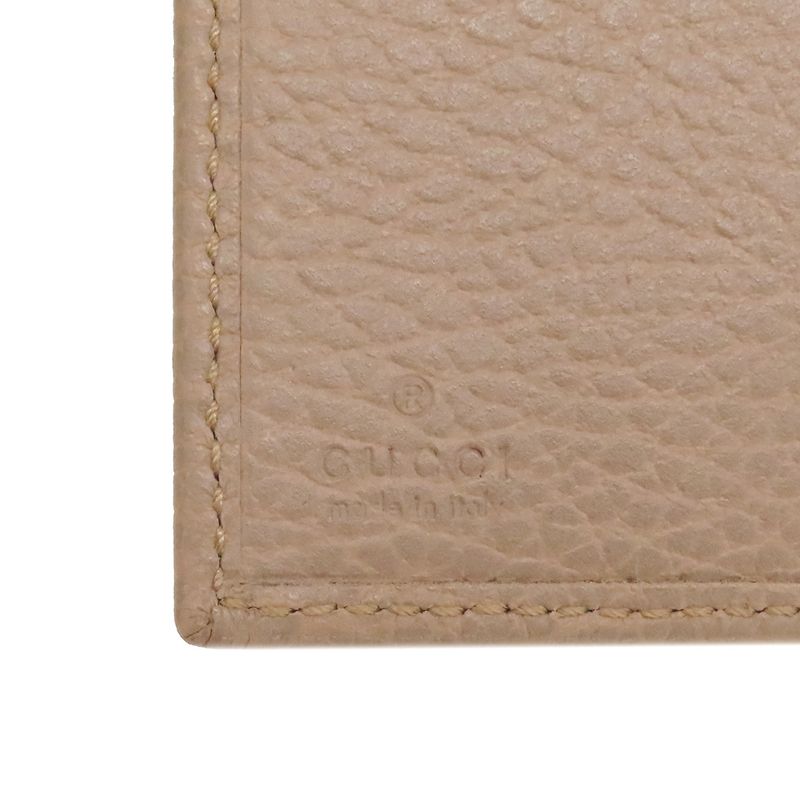 Gucci Trifold Wallet Petit Marmont Compact Wallet Leather Beige Gold Hardware