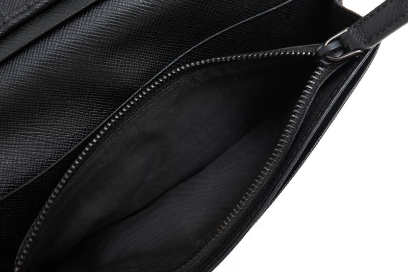 Prada Long Wallet Men Leather Genuine Black 2mv836 Portafverticale Saffiano