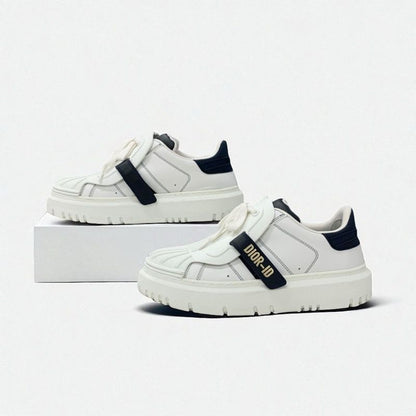 Christian Dior-id Sneakers Shoes Leather Rubber White Black Logo Velcro