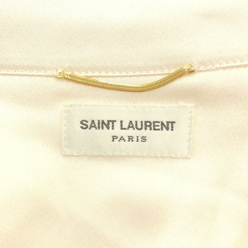 Saint Laurent Paris 19aw Silk Satin Ribbon Blouse 609404 Beige 34