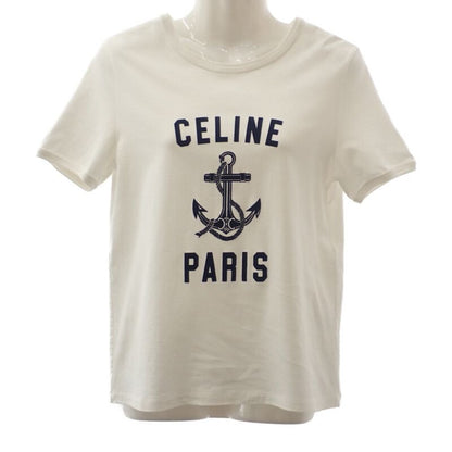 Celine Anchor 70's Crew Neck M 2 X80 D671 Q.01 ma Short Sleeve T-Shirt Cotton White