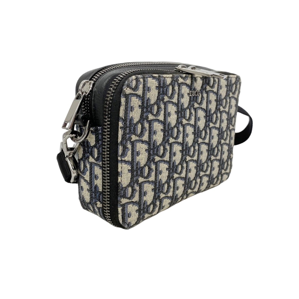 Dior Shoulder Bag Trotter Oblique Canvas Black Navy Silver — view 2
