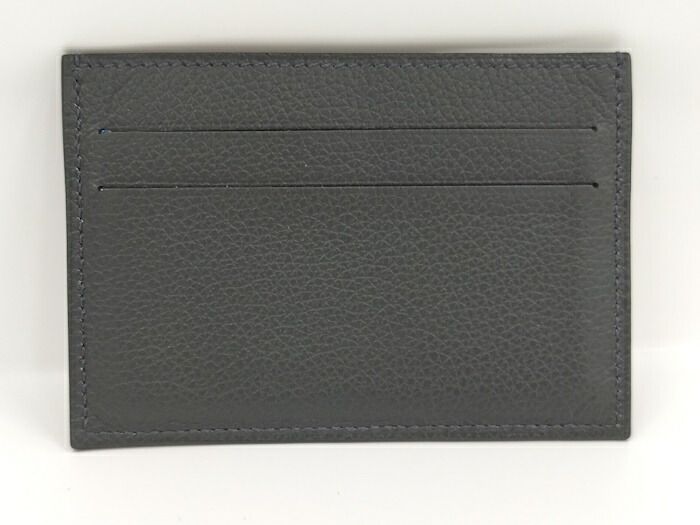 Hermes Citizen Twill Silk Quinn Card Case Leather Grayish W Engraved