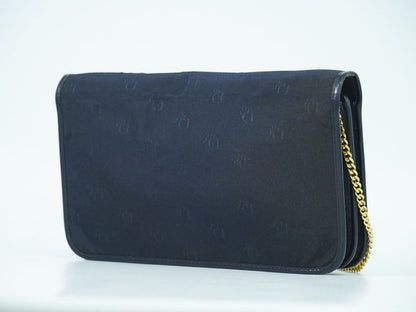 Authentic Christian DIOR Chain Shoulder Bag Canvas Navy Bag Pre-owned [follow-up