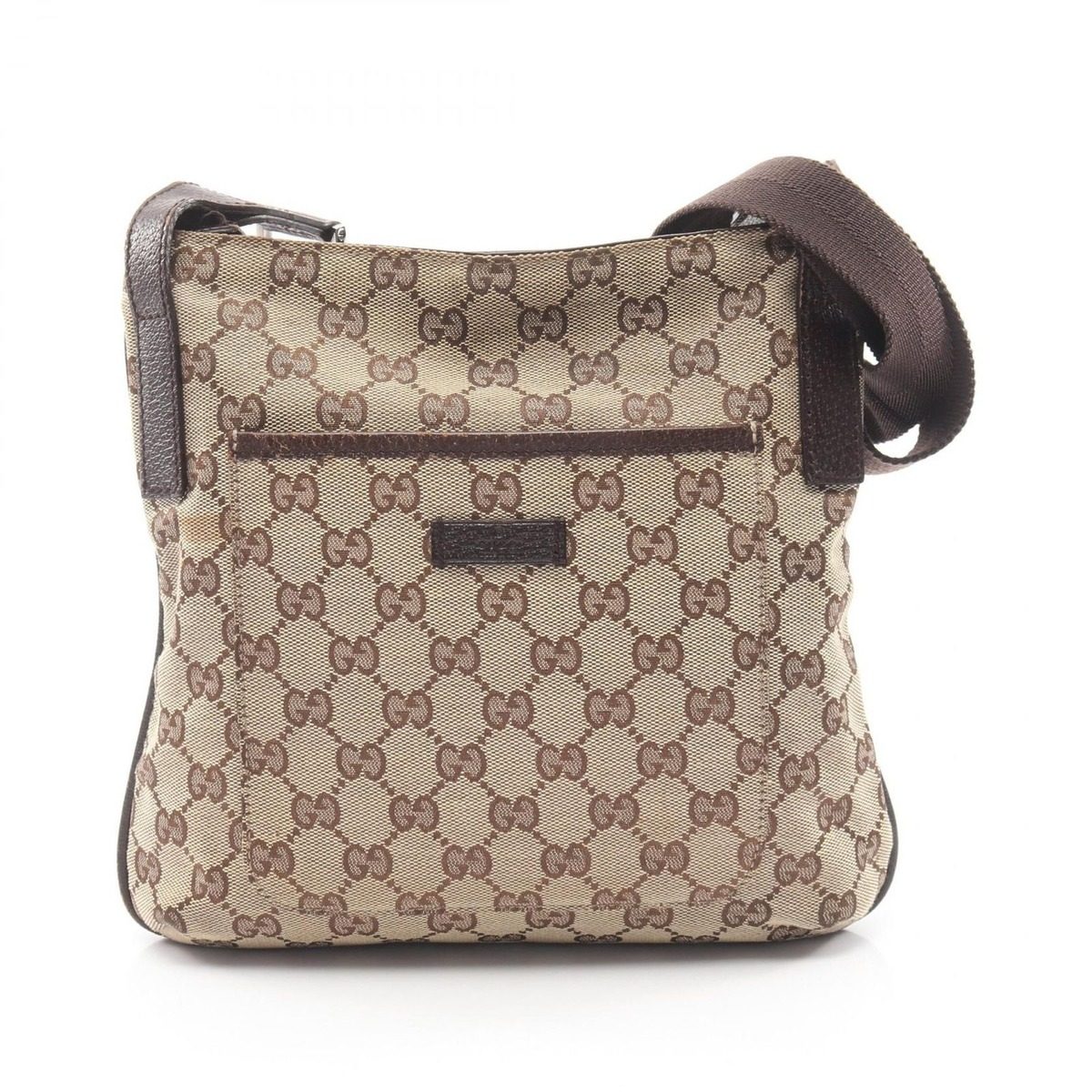 Gucci Shoulder Bag GG Canvas Beige Dark Brown