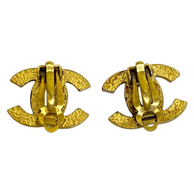 Chanel Earring 01A Coco Mark Faux Pearl Gold GP Accessories Jewelry Chanel