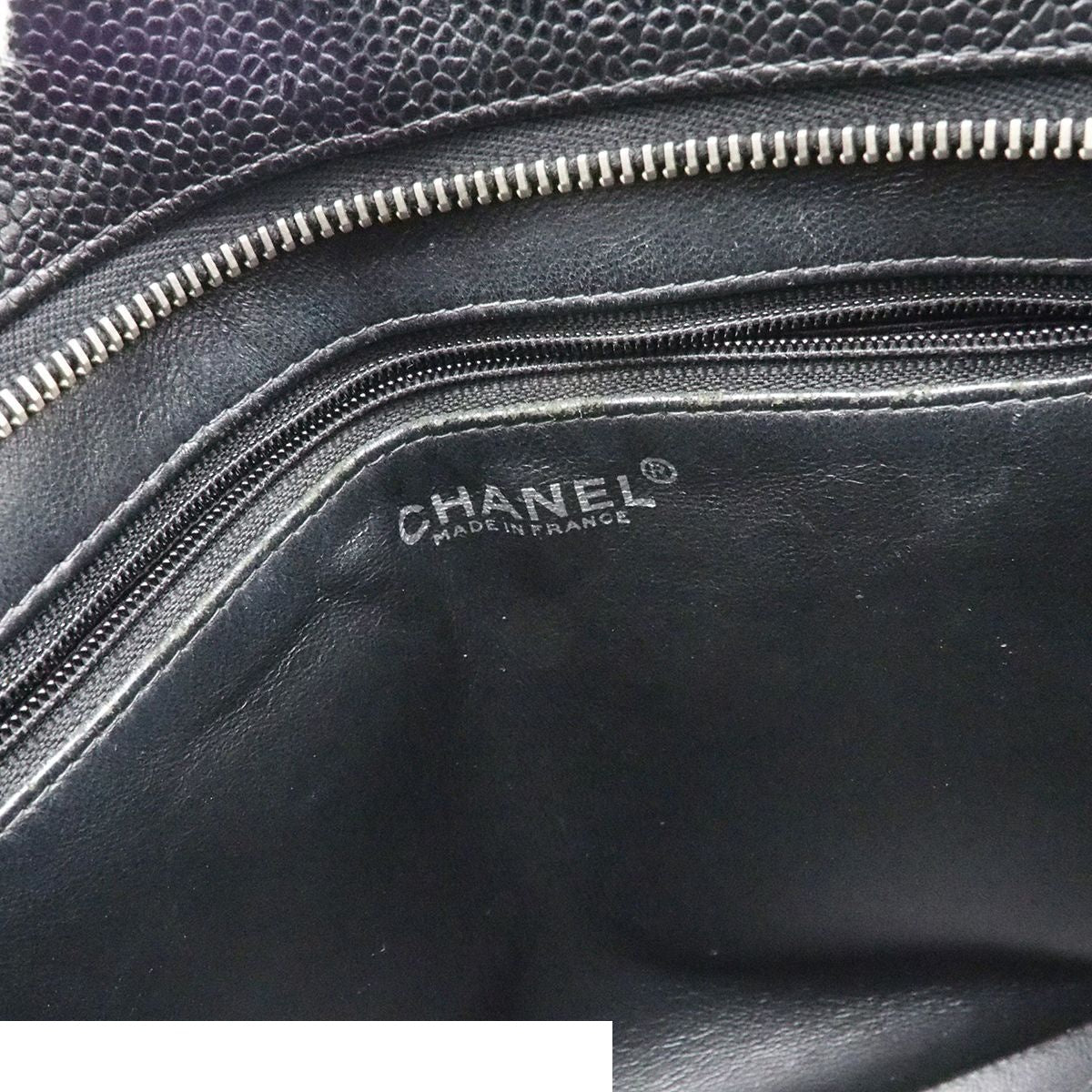 Chanel Reissue Tote Bag CC Logo Quilted Black Silver Caviar Leather — view 6
