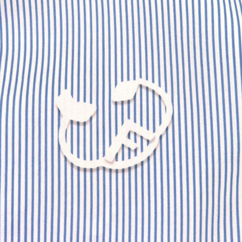 Fendi 2023 Fq7486 100% Cotton Logo Ribbon Side Slit Striped Long Skirt White