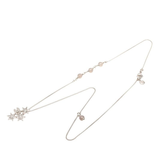 Chanel CC Logo Star Rhinestone Silver Metal Necklace