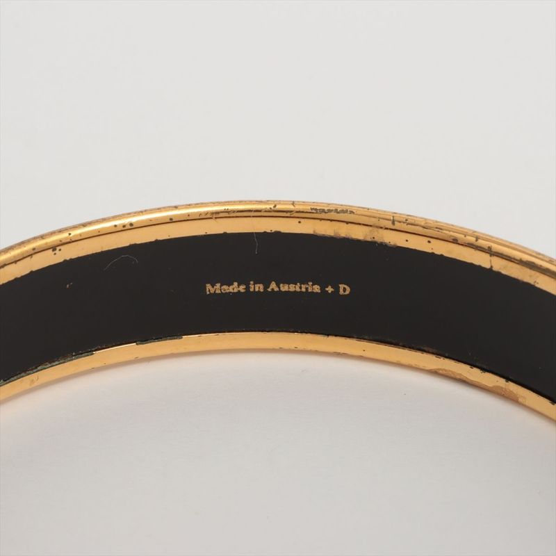 Hermes Emile GM Bangle Logo Horse Cart GP × Enamel Gold × Cream Made In Austria