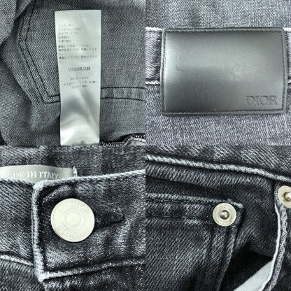 Dior - Logo Leather Patch Black Denim Skinny Pants - 30 - Charcoal Gray - Men's