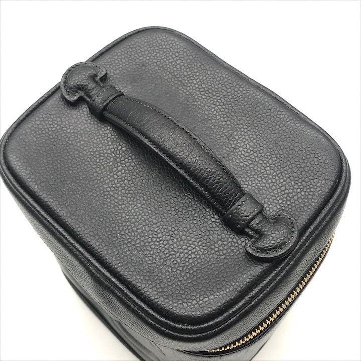 Chanel CC Logo Caviar Leather Vanity Hand Bag Black