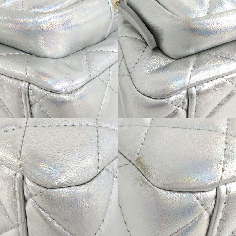 Chanel Chain Clutch Bag Iridescent Metallic Lambskin Silver - Ap4349