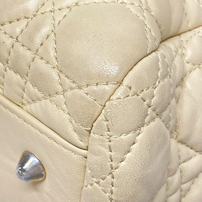 Dior/christian Dior Tote Bag Canage Stitch Ivory Chain Shoulder/silver Hardware