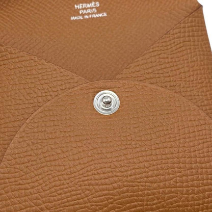 Hermes Coin Case Bastia B Engraved Epson Gold Brown Silver Hardware Hermes