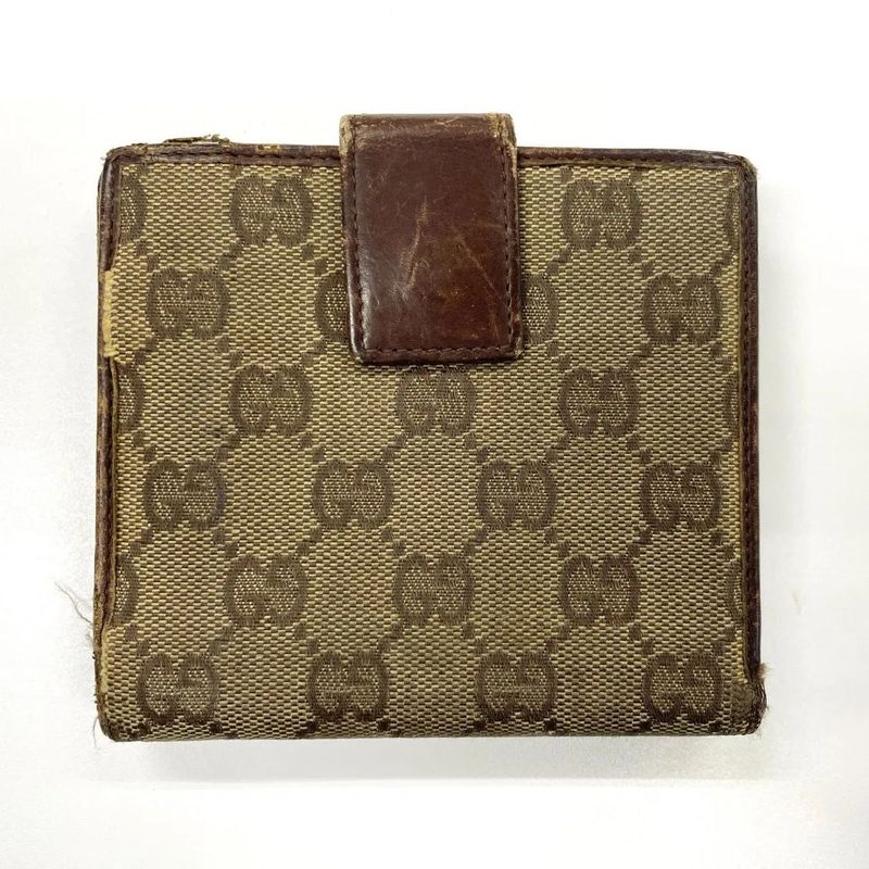 Gucci GG Canvas Leather Compact Wallet Double Fold Wallet Double Hook 05504