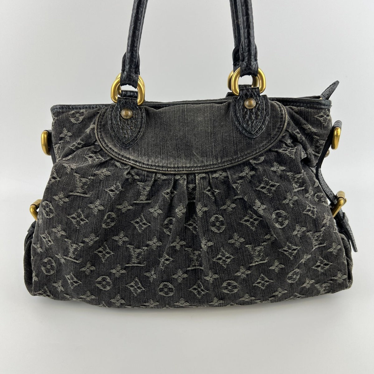 Louis Vuitton Monogram Neo Cabby MM Shoulder Bag Denim Black Vintage — view 3