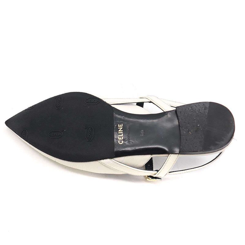 Celine Embossed Strap Mule Sandals White 36 Rm1119
