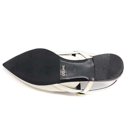 Celine Embossed Strap Mule Sandals White 36 Rm1119