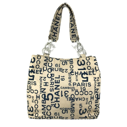 Chanel Shoulder Bag CC Logo Canvas White