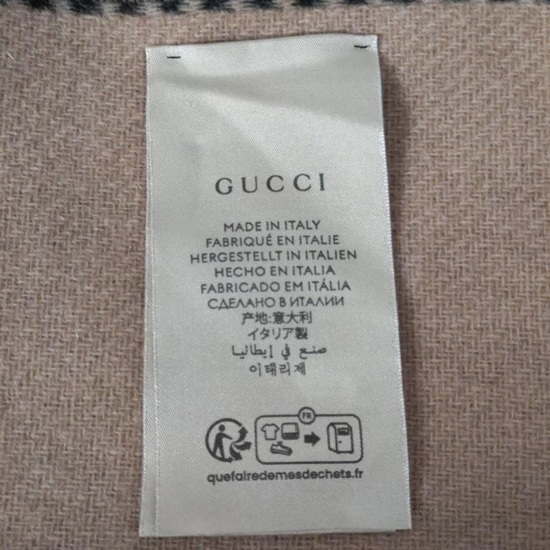 Gucci Scarf Interlocking G Scarf 715497 Beige And Black Wool And Cashmere