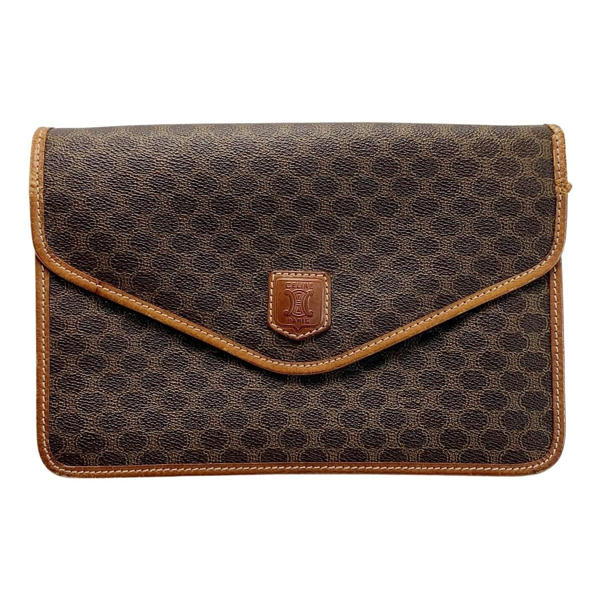 Celine Macadam Pattern Vintage Brown Clutch Bag