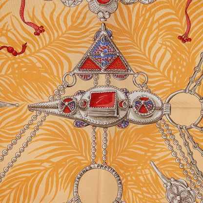 Hermes Carré 90 Terres Precieuses (precious Place) Silk Orange Women's Scarf