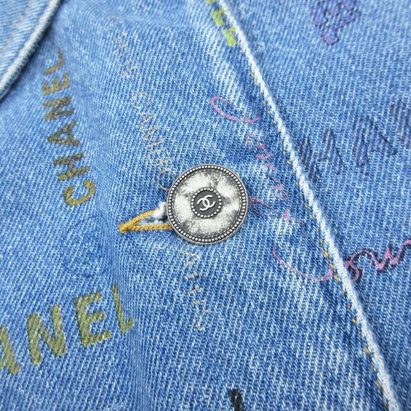 Chanel Coco Chanel 22p Logo Print Coco Mark Denim Jacket G Jean Outerwear