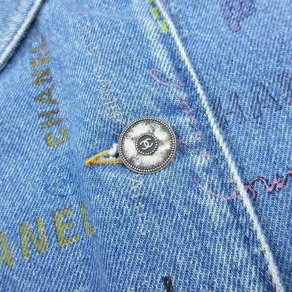 Chanel Coco Chanel 22p Logo Print Coco Mark Denim Jacket G Jean Outerwear
