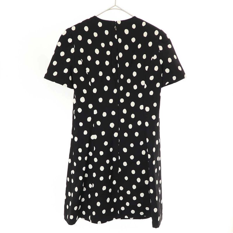 Saint Laurent Paris 20ss Rayon Dot Dress 582689 Y355v Black F34
