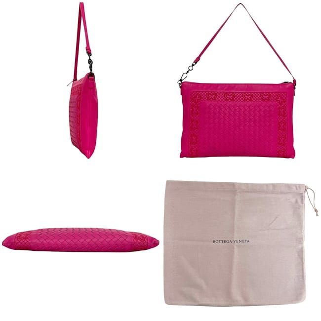 Bottega Veneta Clutch Bag Pink Intrecciato Butterfly Excellent Condition