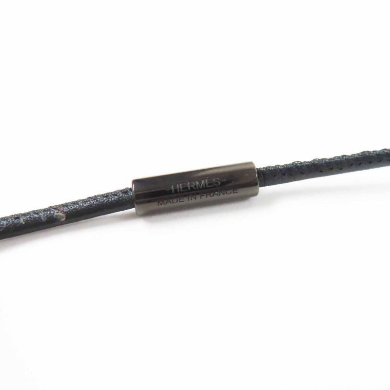 Hermes Tattersall PM Buckle Workshop Necklace Pendant GP Enamel Blue Beige