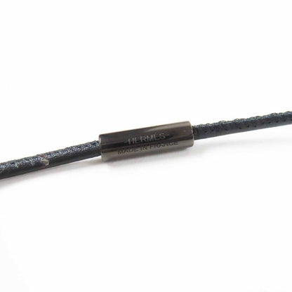 Hermes Tattersall PM Buckle Workshop Necklace Pendant GP Enamel Blue Beige