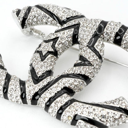 Chanel Brooch Corsage Silver Coco Mark Star Rhinestone
