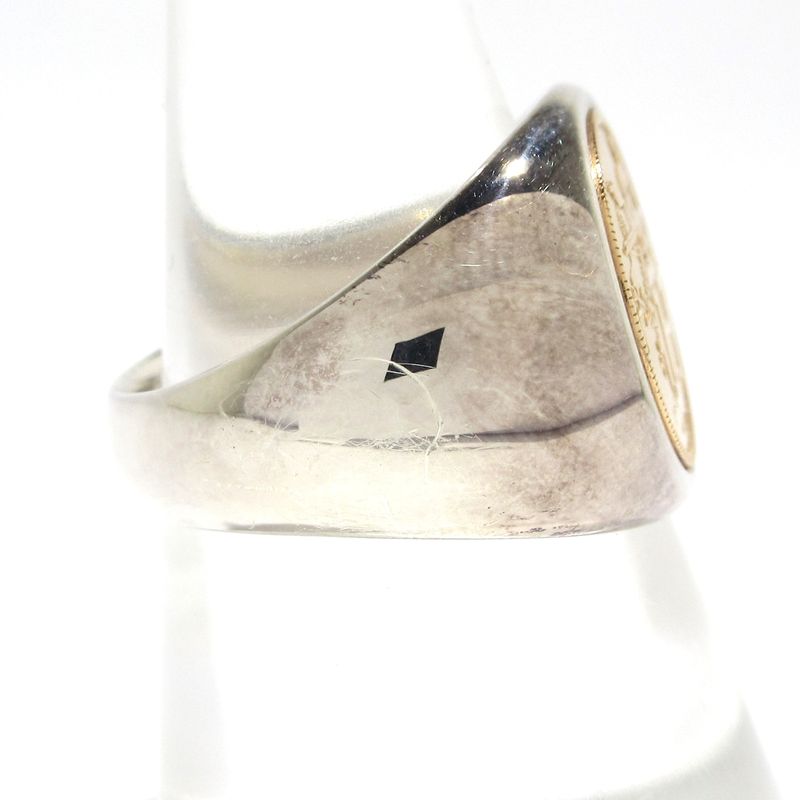 Hermes Ring 53 Exlibris Chevalier Silver And 18K Pink Gold